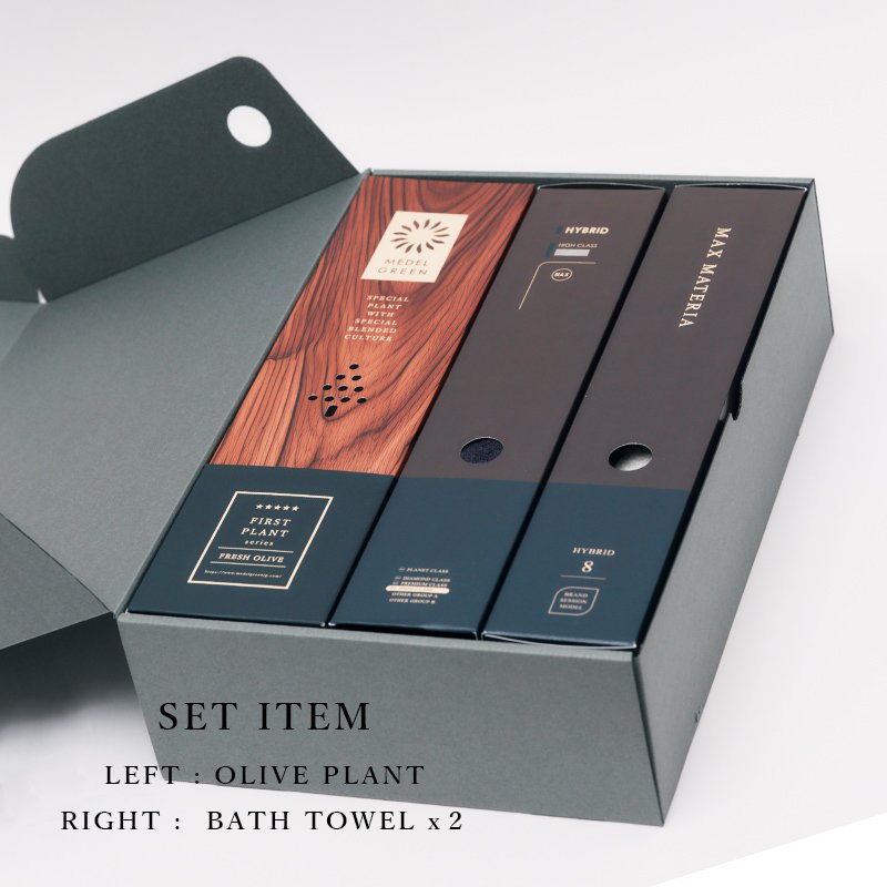 画像6: 「 繁栄の象徴シリーズ 」 MAX MATERIA feat MEDEL GREEN ◆バス2P&オリーブ若木 ◆ デザイン黒樹脂鉢&ギフトBOX入り オリーブ:底から葉先まで約25〜40cm前後に剪定済