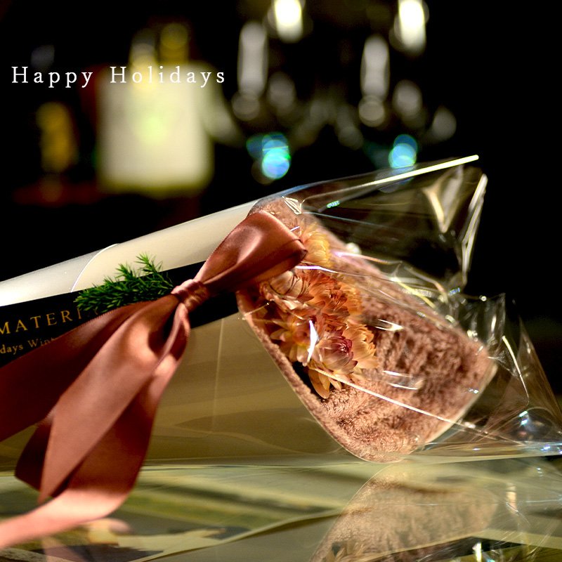 画像4: ◆クリスマス数量限定◆ミニツリーオプション対応※完売次第終了 花束バスタオル FLOWER BATH TOWEL【PEARL EDITION Happy Holidays Ribbon】