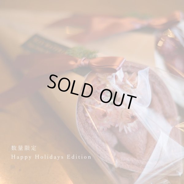 画像1: ◆クリスマス数量限定◆ミニツリーオプション対応※完売次第終了 花束フェイスタオル FLOWER FACE TOWEL【PEARL EDITION Happy Holidays Ribbon】 (1)